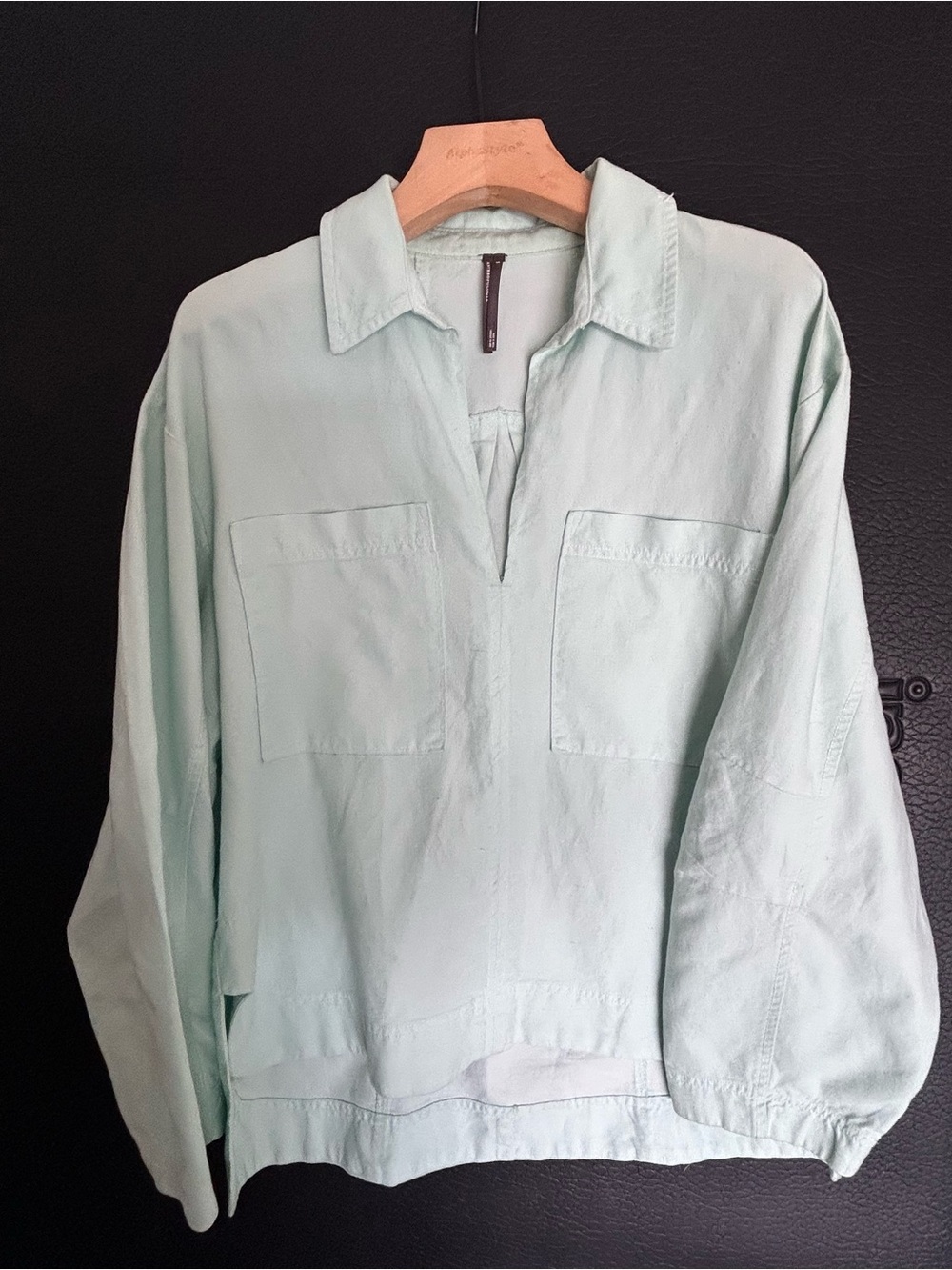 Anthropologie Mint Green Button-Front Shirt Jacket